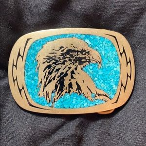 Turquoise & Silver Eagle Belt Buckle